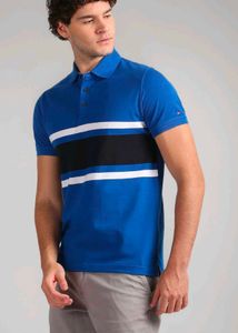 Tommy Hilfiger Men's Blue Striped Polo Shirt