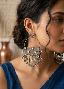 New Oxidised Silver Hoop Earrings