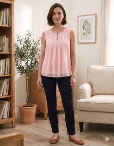 Elegant Pink Sleeveless Pleated Top
