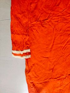 Orange Embroidery And Mirror Work Kurta Women