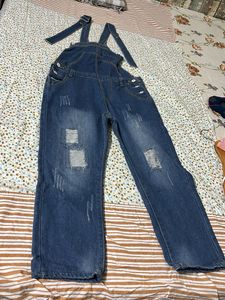Distressed Denim Dangri Overalls