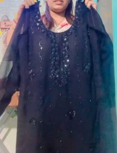 Elegant Black Embellished hand work suit