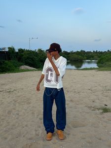 raw denim Wide Leg  Jean
