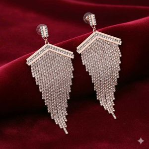 Sparkling Rhinestone Tassel Drop Earrings