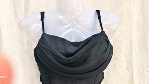 Chic Ruched Black Corset Top