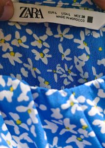 Blue Floral Simmer Dress with Slit