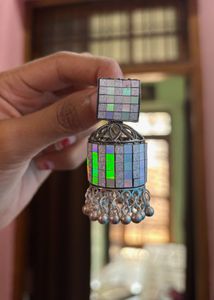 Mirror Mosaic Jhumka Earrings