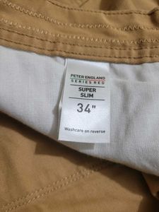 Peter England Khaki Casual Trousers