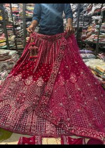 Elegant Red Velvet Lehenga Choli