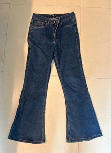Flared Blue Denim Jeans