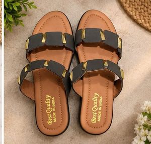 Stylish Grey Studded Flat Sandals