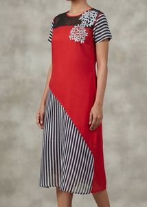 Red & Black Striped Kurta