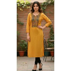 Mustard yellow 💛 Embroidered Kurta