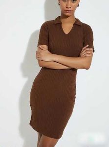 Ribbed Knit Polo Dress