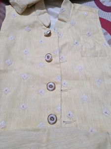 kid's Pink Kurta Set with Nehru Jacket