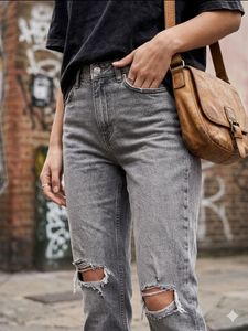 Stylish Ripped Grey Jeans
