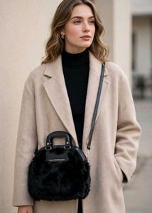 Black Faux Fur Handbag