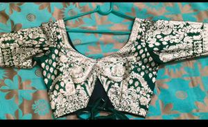 Embroidered Green Silk Blouse