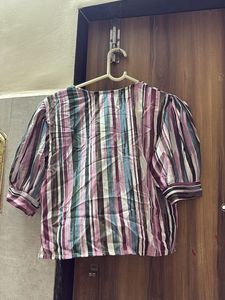 Striped Puff Sleeve top