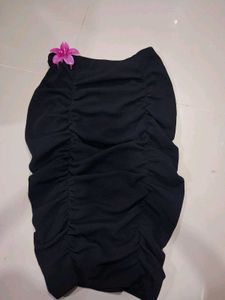 Chic Black Ruched Mini Skirt