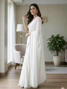 Elegant White Saree for a beautiful look