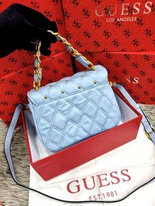 GUESS* *TRIANA BLACK QUILTED FLAP SHOULDER BAG*