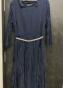 Elegant Navy Blue Fit &amp; Flare Dress