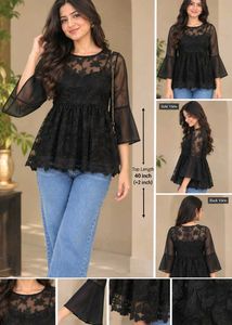 New net soft fabric black top upto xl