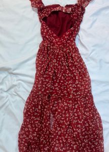 Rusty red Floral Off-Shoulder Maxi Dress