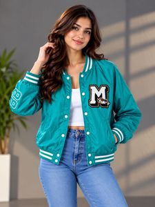 H&M Satin Varsity Bomber Jacket