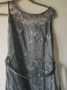 Elegant Embroidered Grey Dress