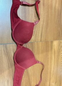 Maroon Padded Bra with Sparkle Straps