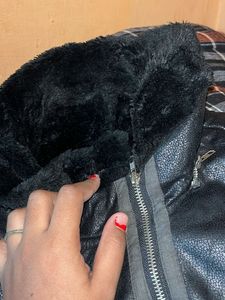 Men's Black Faux Leather Aviator Jacket