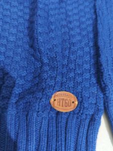Blue Textured Knit Sweater