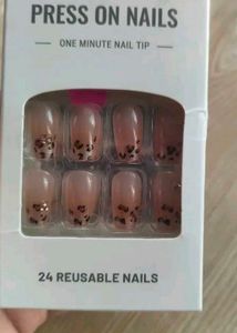 Leopard print diamond nails