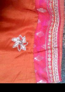 Vibrant Orange Silk Saree with Blouse