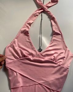 Pink halter neck top