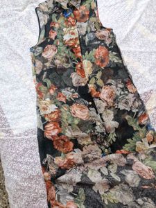 Floral Print sheer  High-Low Dress