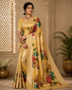 Elegant Yellow Floral Saree