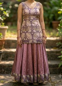Elegant Brown Embroidered Lehenga Choli Set