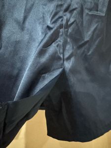Elegant Navy Satin Button-Down Shirt