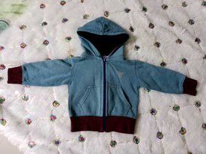 Kids Blue Hooded Zip-Up Jacket