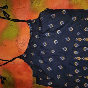 Festival Strappy Black Print Summer kurti