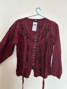 Boho Embroidered Rayon Tunic Top