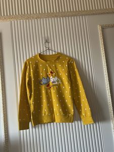 Cute Cat Print Yellow Polka Dot Sweatshirt