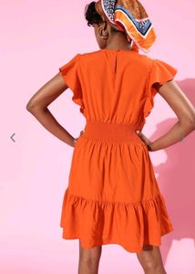 DressBerry Women Bright Orange Solid Dress