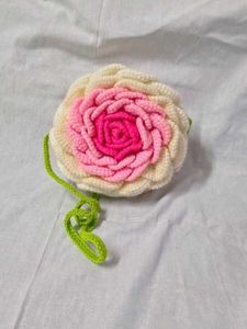 Crochet Rose Bag with White beads