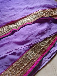 Purple Embroidered Georgette Saree