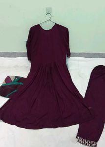 Maroon Embellished Kurta Set with Pants