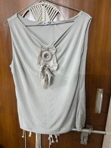 Sleeveless Top with Fringe Detail